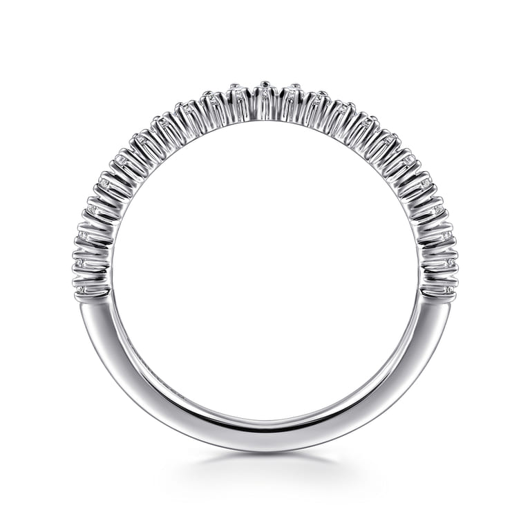 Curved Wedding Ring in 14k White Gold with Round Natural Diamond at Gabriel & Co. - Shot 2