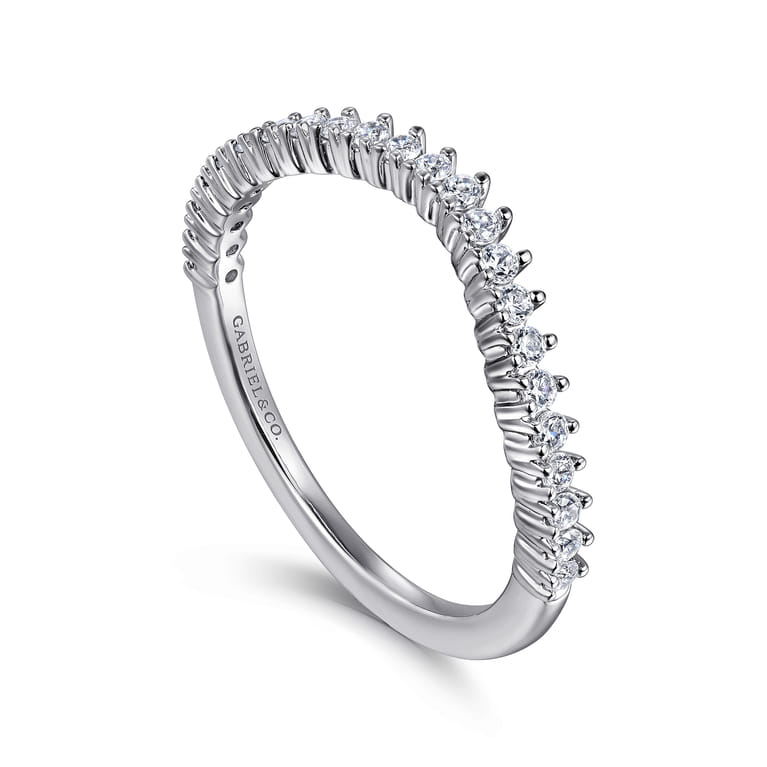 Curved Wedding Ring in 14k White Gold with Round Natural Diamond at Gabriel & Co. - Shot 3