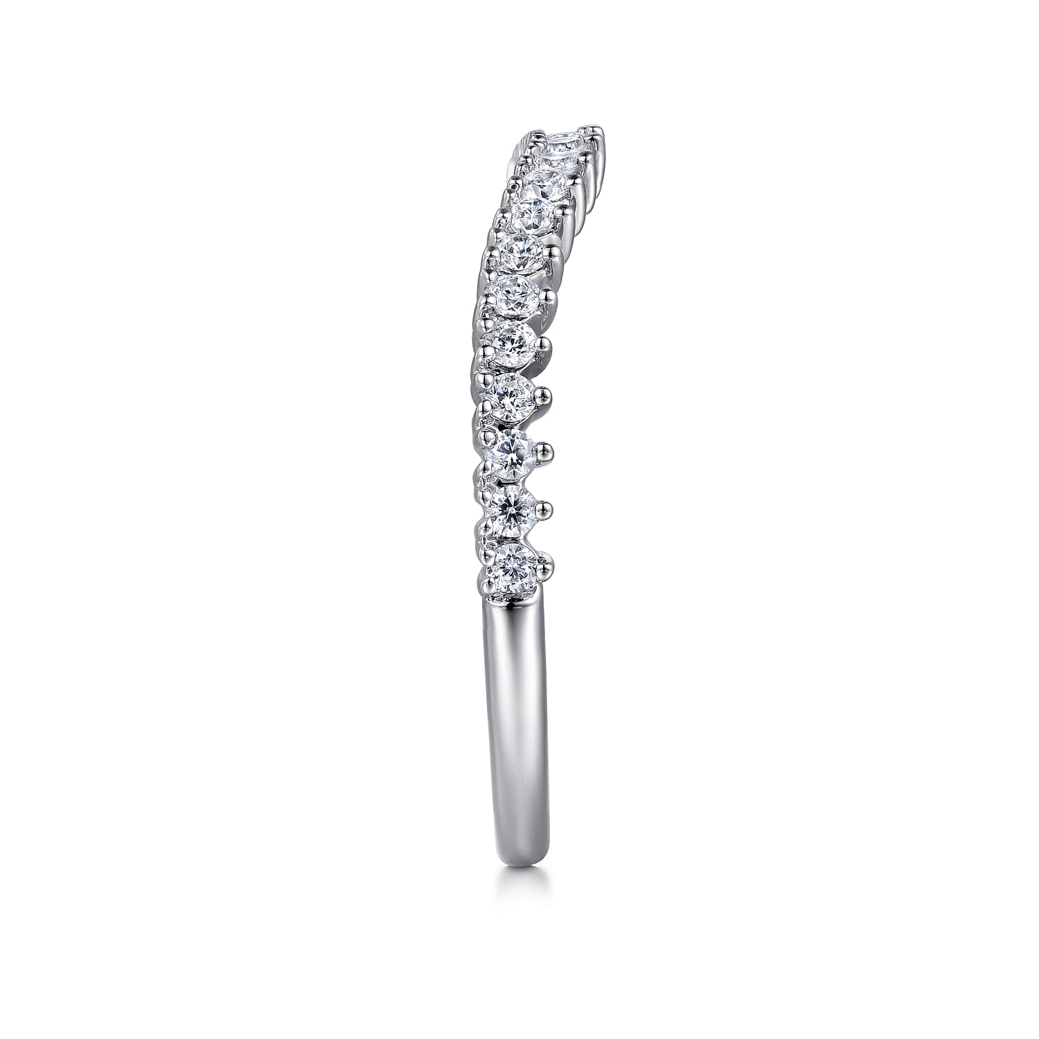 Curved Wedding Ring in 14k White Gold with Round Natural Diamond at Gabriel & Co. - Shot 4
