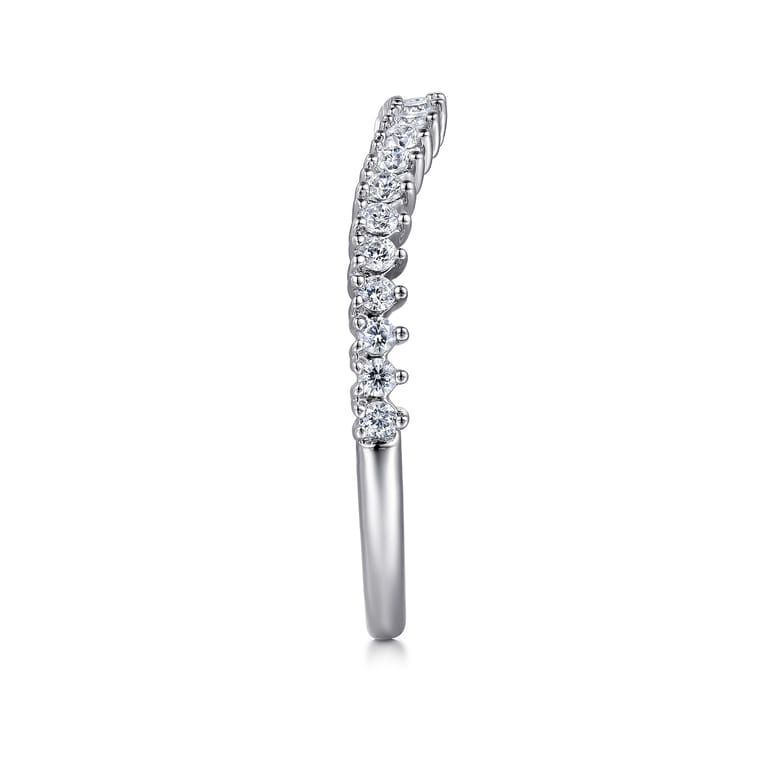 Curved Wedding Ring in 14k White Gold with Round Natural Diamond at Gabriel & Co. - Shot 4