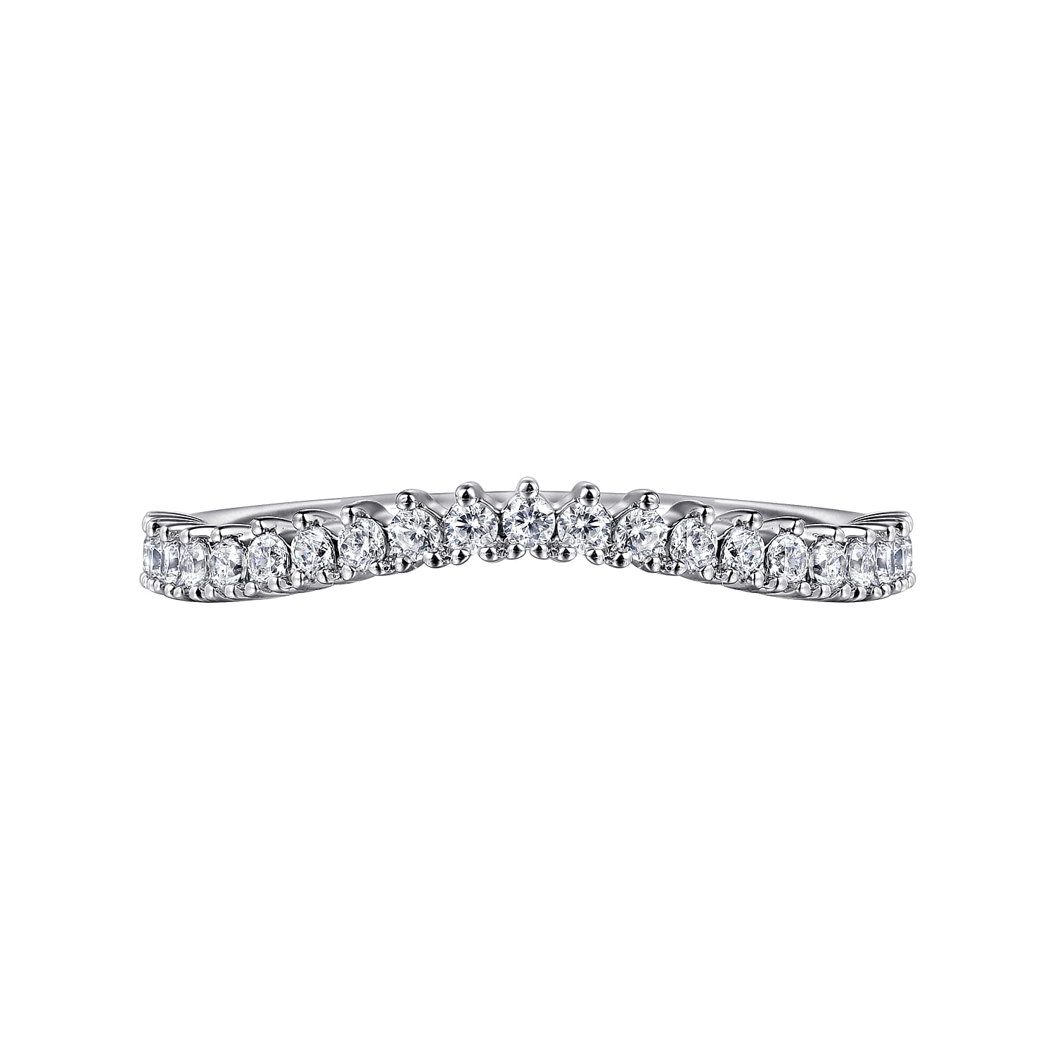 Curved Wedding Ring in 14k White Gold with Round Natural Diamond at Gabriel & Co. - Shot 6