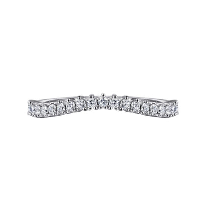 Curved-14K White Gold Round Diamond Anniversary Band