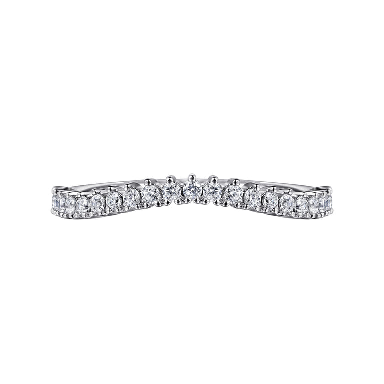 Curved Wedding Ring in 14k White Gold with Round Natural Diamond at Gabriel & Co. - Shot 6