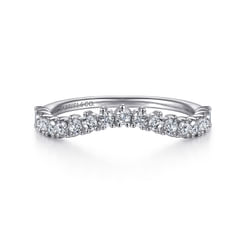 Curved-14K White Gold Round Diamond Anniversary Band