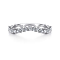 Curved-14K White Gold Round Diamond Anniversary Band