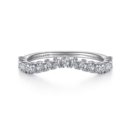 Curved-14K White Gold Round Diamond Anniversary Band