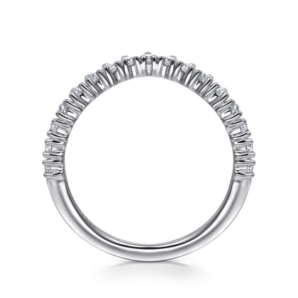 Curved-14K White Gold Round Diamond Anniversary Band