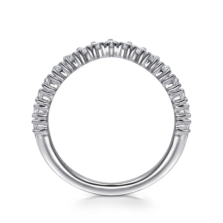 Curved Wedding Ring in 14k White Gold with Round Natural Diamond at Gabriel & Co. - Shot 2