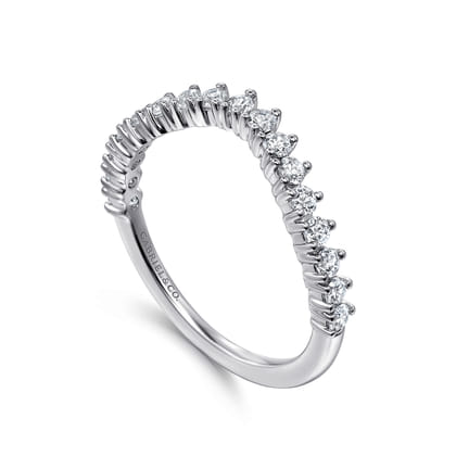 Curved-14K White Gold Round Diamond Anniversary Band
