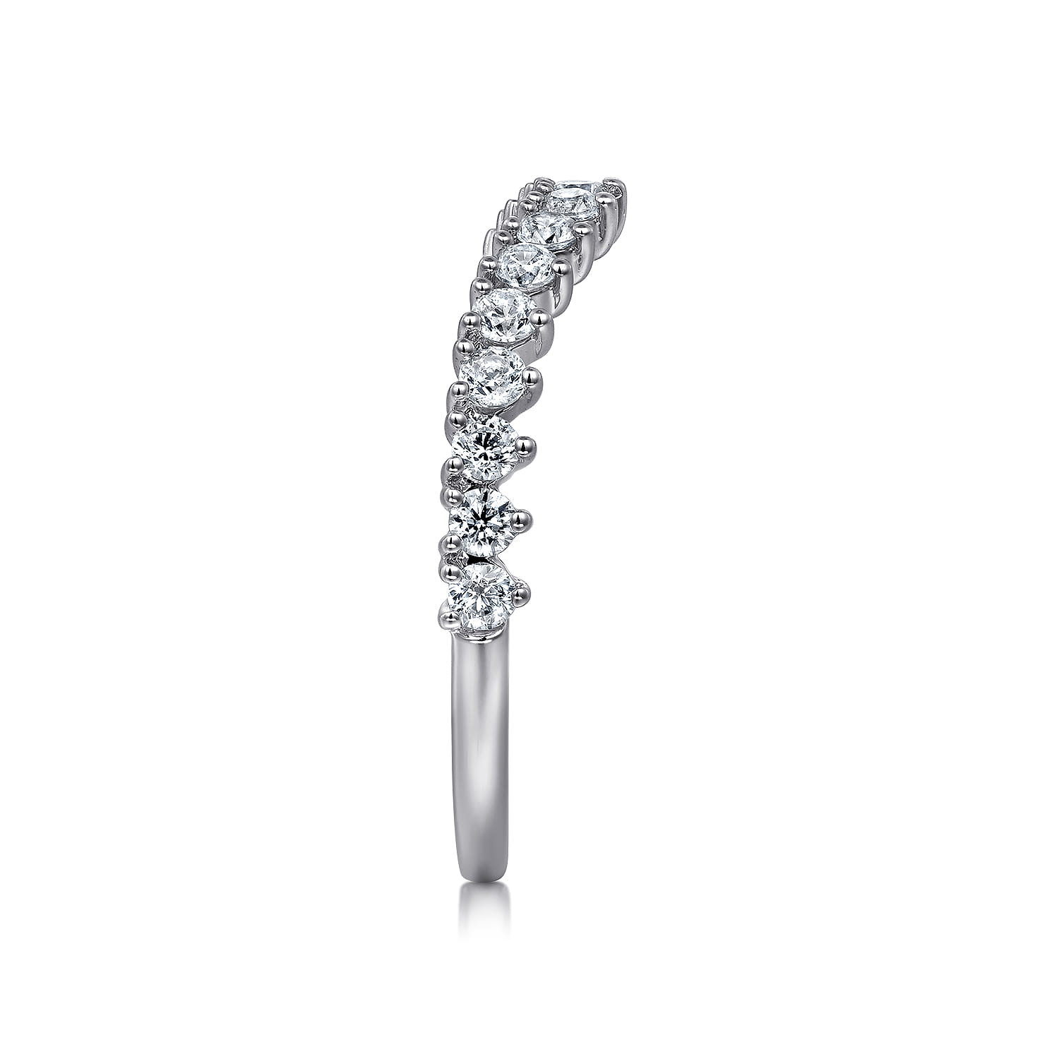 Curved Wedding Ring in 14k White Gold with Round Natural Diamond at Gabriel & Co. - Shot 4