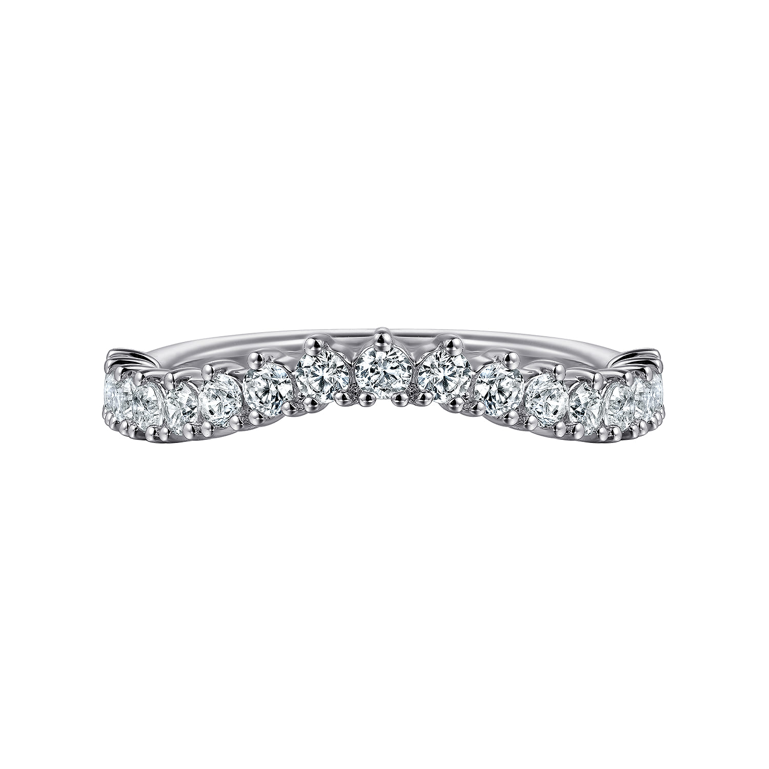 Curved Wedding Ring in 14k White Gold with Round Natural Diamond at Gabriel & Co. - Shot 6