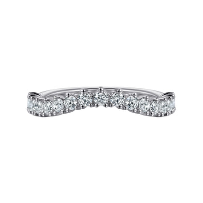 Curved-14K White Gold Round Diamond Anniversary Band