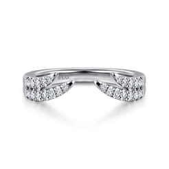 Curved 14K White Gold U Setting Diamond Open Anniversary Band