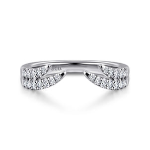 Curved 14K White Gold U Setting Diamond Open Anniversary Band