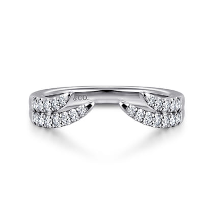 Curved 14K White Gold U Setting Diamond Open Anniversary Band