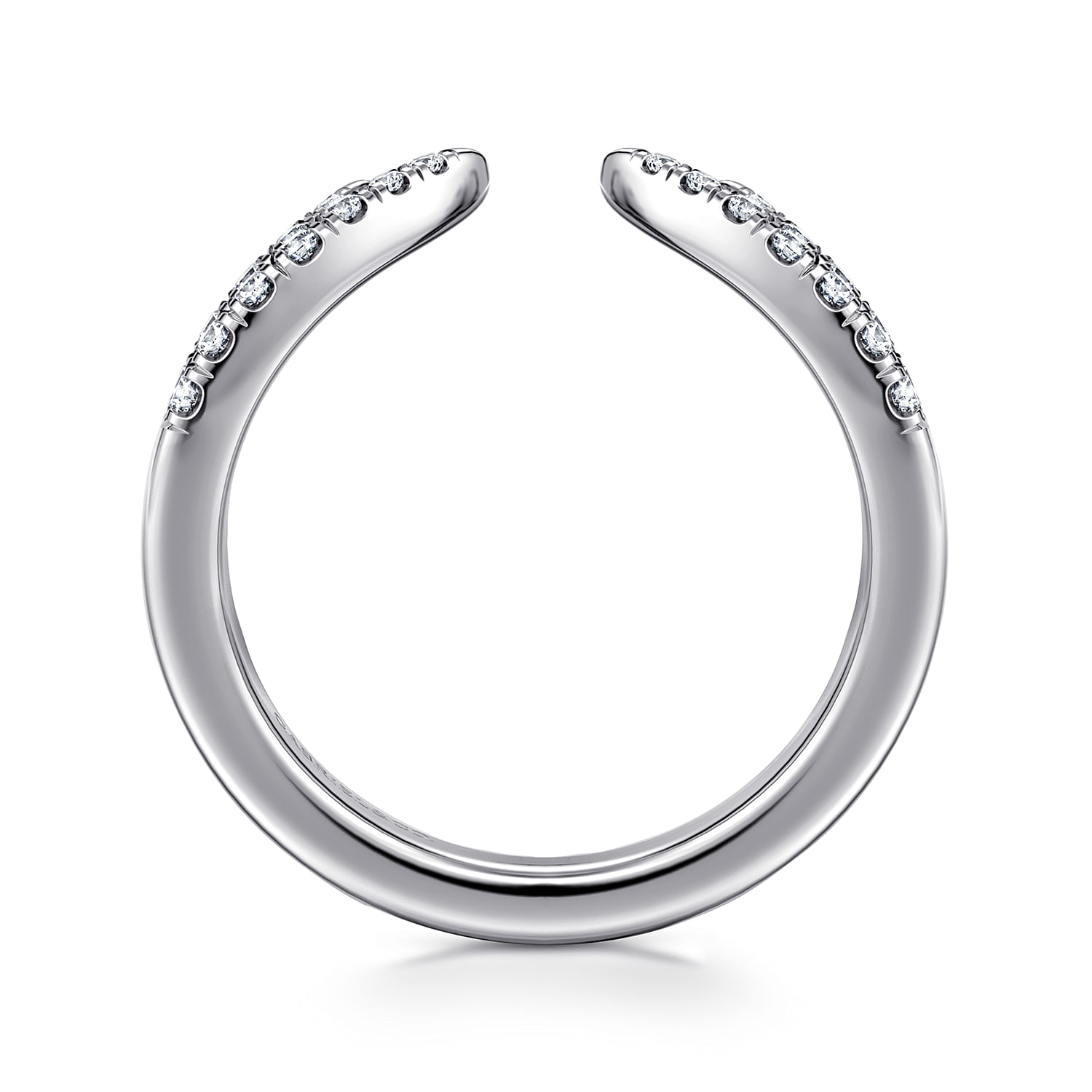 Curved 14K White Gold U Setting Diamond Open Anniversary Band