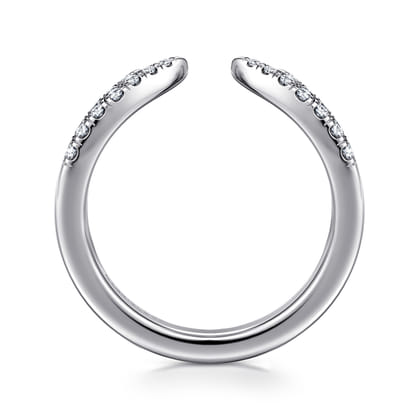 Curved 14K White Gold U Setting Diamond Open Anniversary Band
