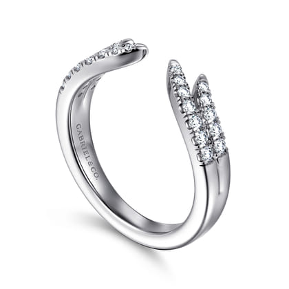 Curved 14K White Gold U Setting Diamond Open Anniversary Band