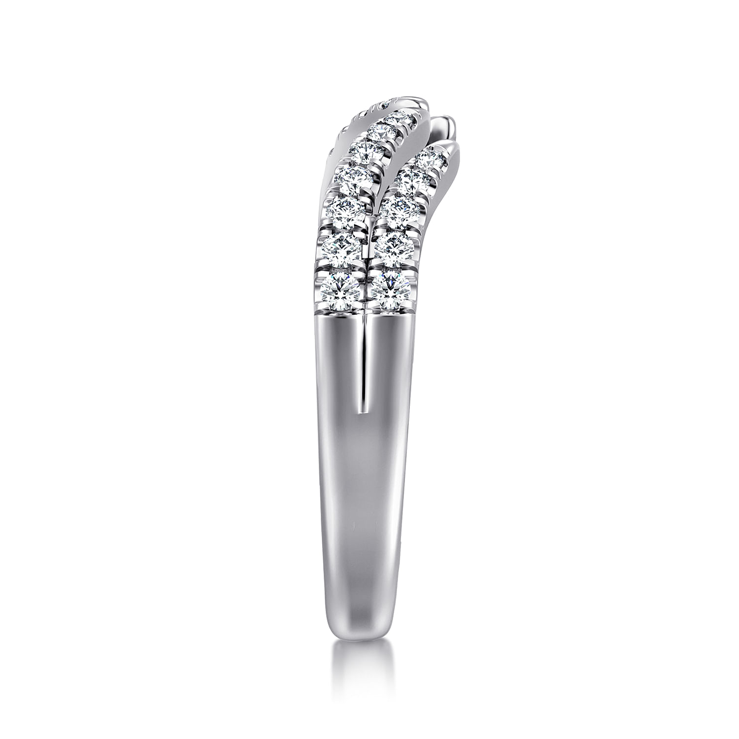 Curved 14K White Gold U Setting Diamond Open Anniversary Band