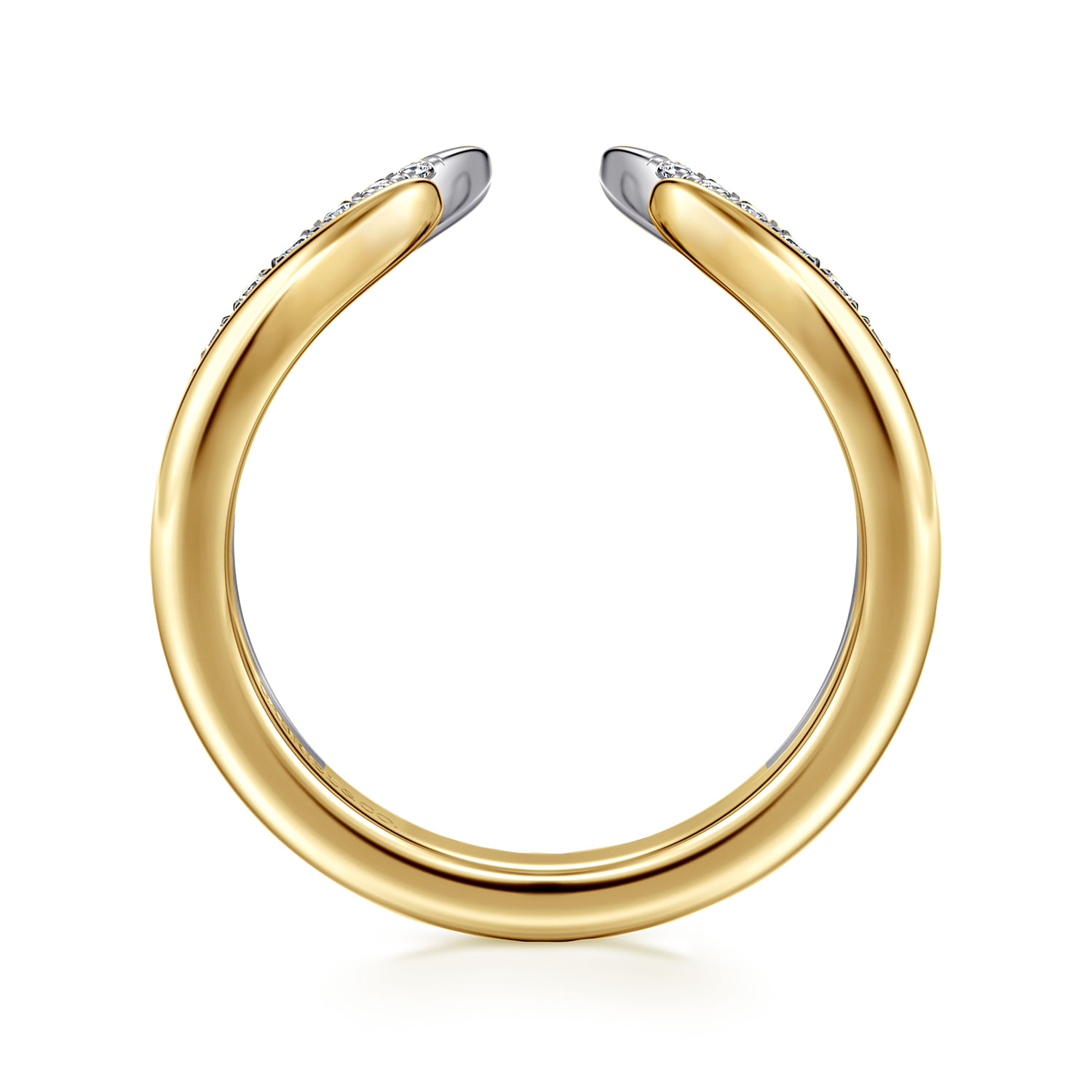 Curved 14K White-Yellow Gold U Setting Diamond Open Anniversary Band