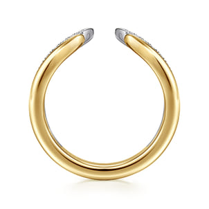 Curved 14K White-Yellow Gold U Setting Diamond Open Anniversary Band