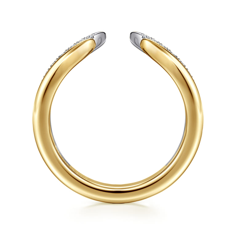 Open Ring Wedding Ring in 14k Yellow/white Gold with Round Natural Diamond at Gabriel & Co. - Shot 2