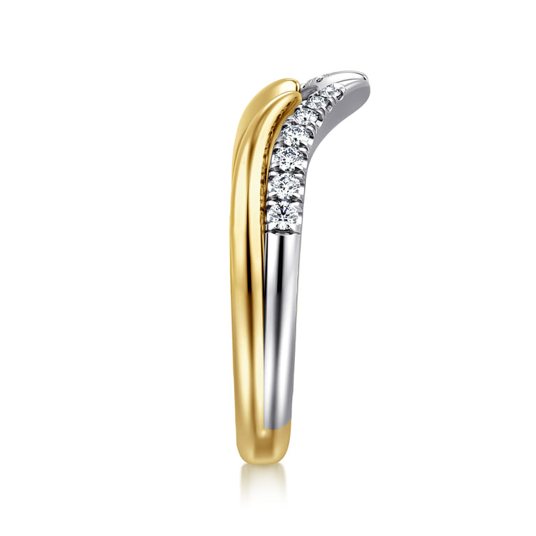 Open Ring Wedding Ring in 14k Yellow/white Gold with Round Natural Diamond at Gabriel & Co. - Shot 4