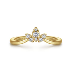 Curved 14K Yellow Gold Diamond Anniversary Band