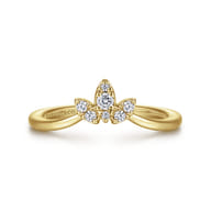 Curved 14K Yellow Gold Diamond Anniversary Band