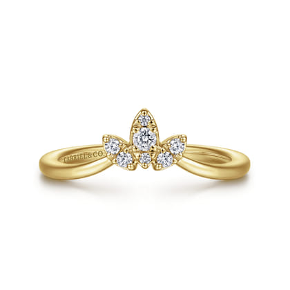 Curved 14K Yellow Gold Diamond Anniversary Band