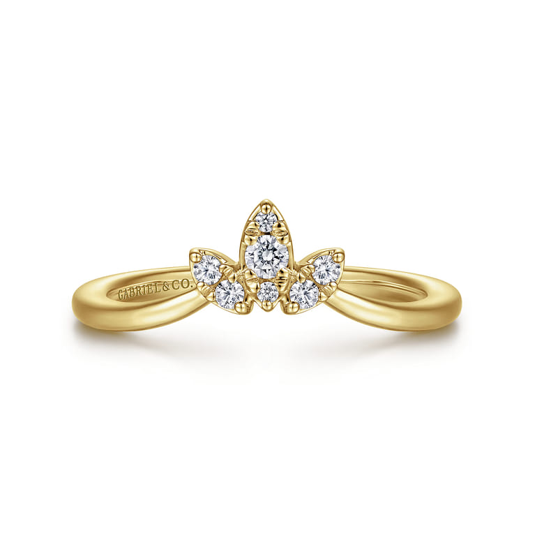 Curved Wedding Ring in 14k Yellow Gold with  Natural Diamond at Gabriel & Co. - Shot 1