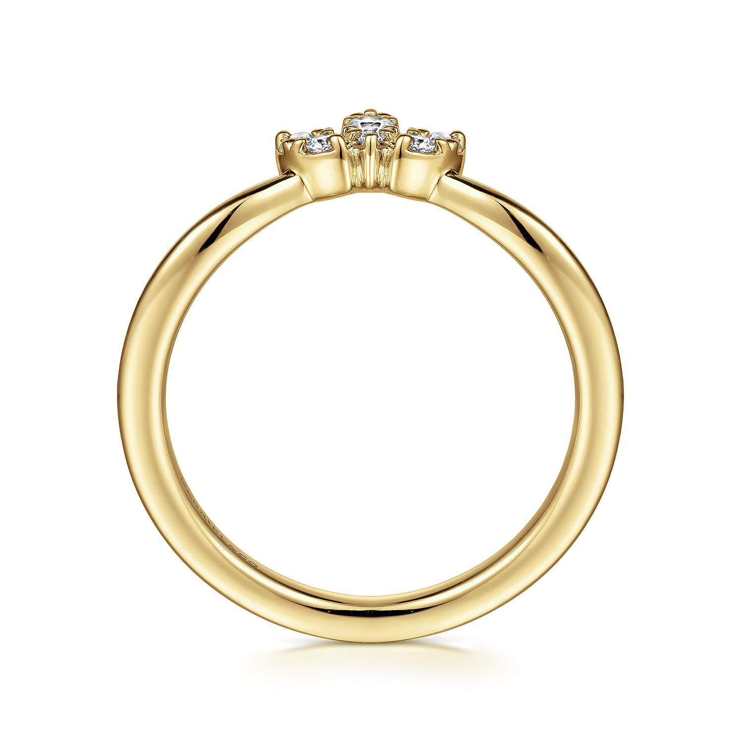 Curved Wedding Ring in 14k Yellow Gold with  Natural Diamond at Gabriel & Co. - Shot 2
