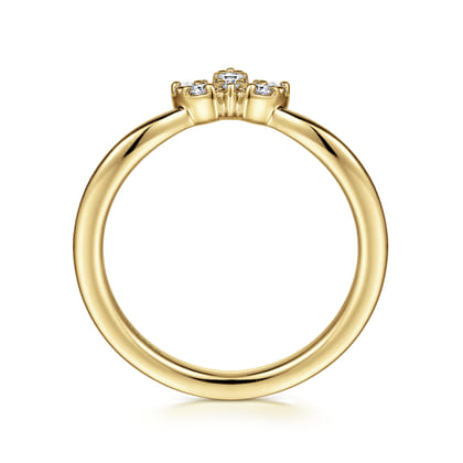 Curved 14K Yellow Gold Diamond Anniversary Band