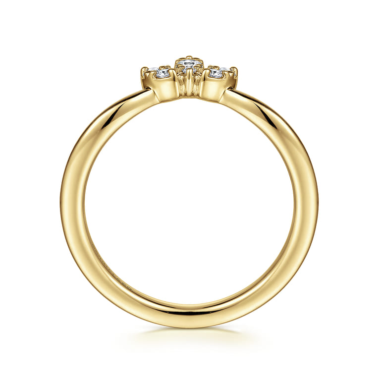 Curved Wedding Ring in 14k Yellow Gold with  Natural Diamond at Gabriel & Co. - Shot 2
