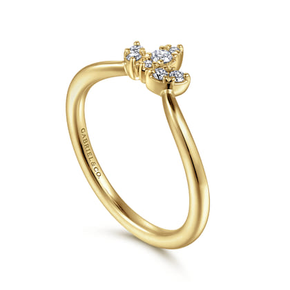 Curved 14K Yellow Gold Diamond Anniversary Band