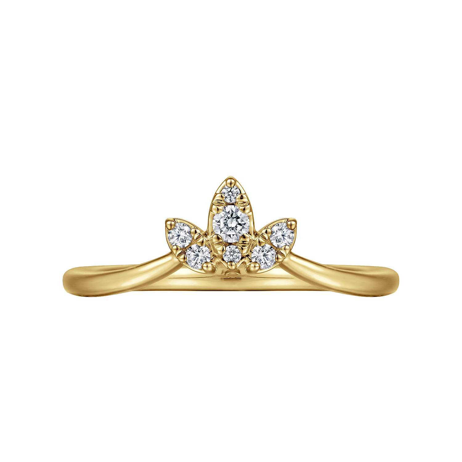 Curved Wedding Ring in 14k Yellow Gold with  Natural Diamond at Gabriel & Co. - Shot 5