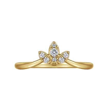 Curved 14K Yellow Gold Diamond Anniversary Band