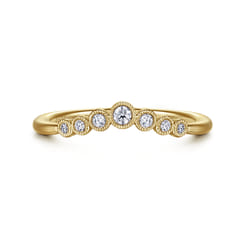 Curved 14K Yellow Gold Diamond Anniversary Band