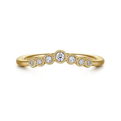 Curved 14K Yellow Gold Diamond Anniversary Band