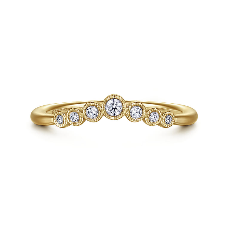 Curved Wedding Ring in 14k Yellow Gold with Round Natural Diamond at Gabriel & Co. - Shot 1