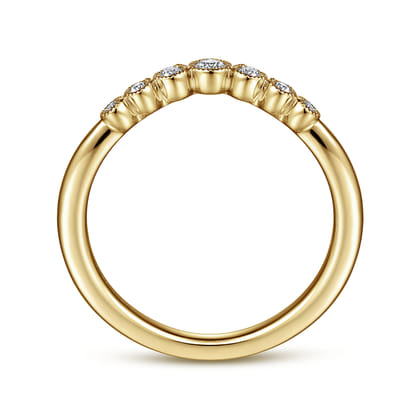 Curved 14K Yellow Gold Diamond Anniversary Band