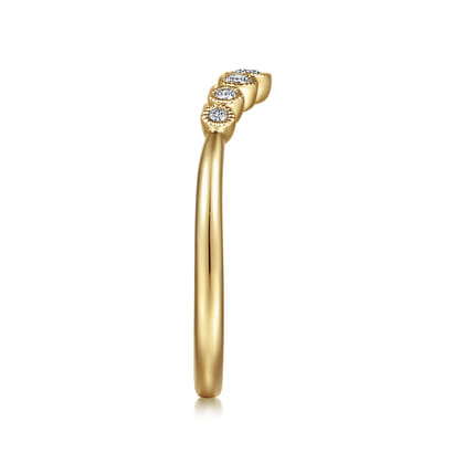 Curved 14K Yellow Gold Diamond Anniversary Band