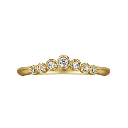 Curved 14K Yellow Gold Diamond Anniversary Band