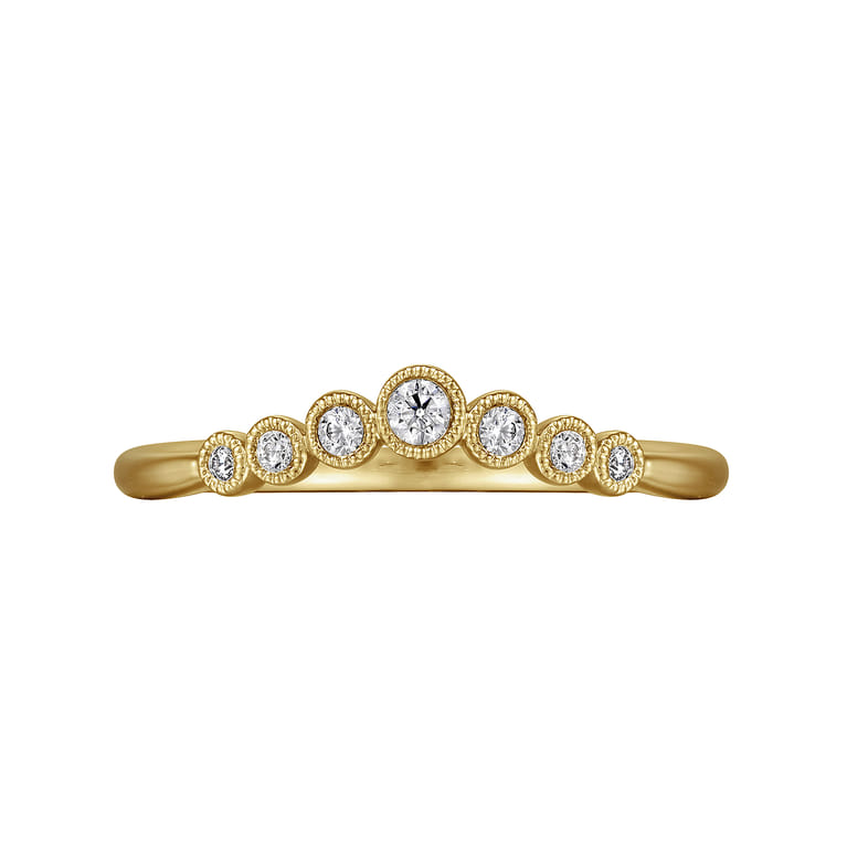 Curved Wedding Ring in 14k Yellow Gold with Round Natural Diamond at Gabriel & Co. - Shot 5