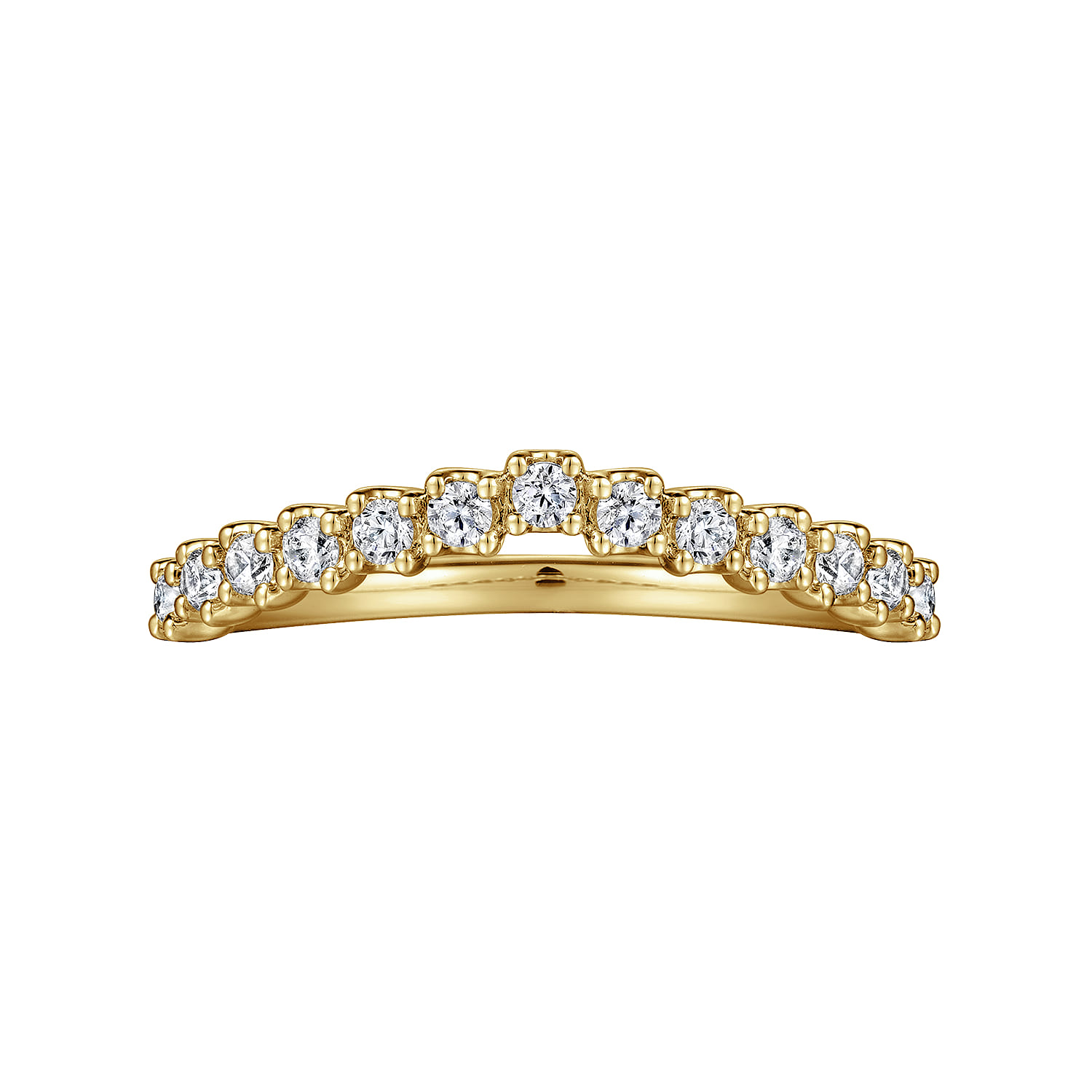 Curved Wedding Ring in 14k Yellow Gold with Round Natural Diamond at Gabriel & Co. - Shot 5