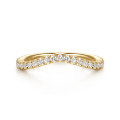 Curved 14K Yellow Gold Diamond Matching Wedding Band