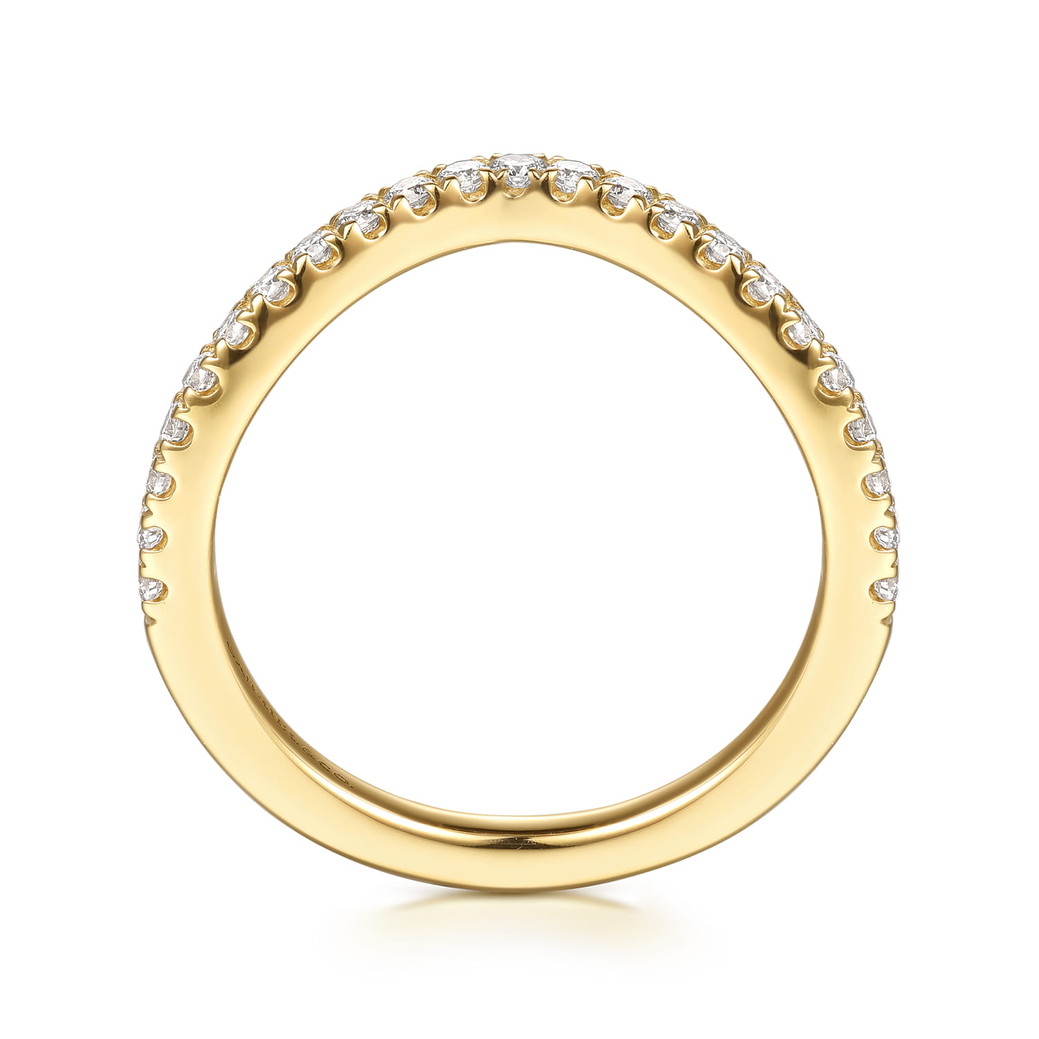 Curved 14K Yellow Gold Diamond Matching Wedding Band - 0.3 ct - Shot 2
