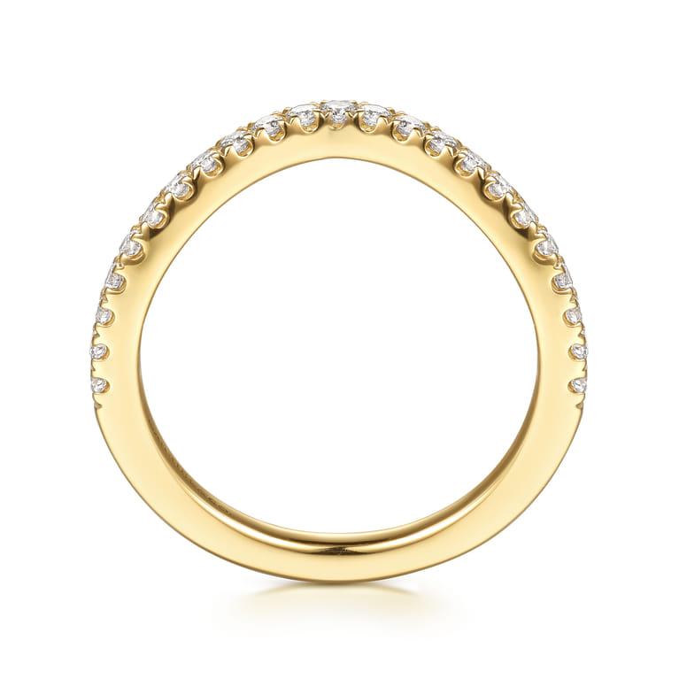 Curved 14K Yellow Gold Diamond Matching Wedding Band - 0.3 ct - Shot 2