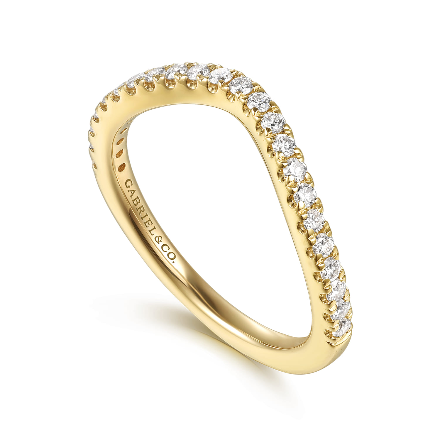 Curved 14K Yellow Gold Diamond Matching Wedding Band - 0.3 ct - Shot 3