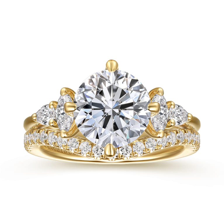 Curved 14K Yellow Gold Diamond Matching Wedding Band - 0.3 ct - Shot 4